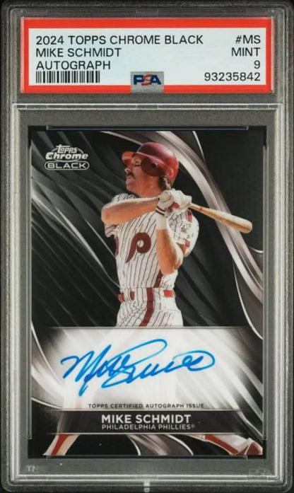 PSA-graded Mike Schmidt autographed Philadelphia Phillies baseball card in batting stance