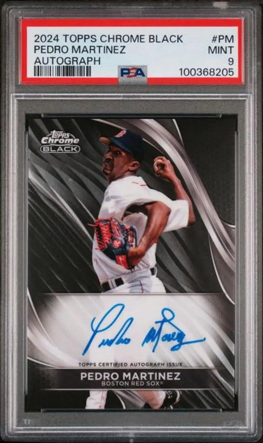 2024 Topps Chrome Black #CBA-PM Pedro Martinez PSA 9 MINT Auto Boston Red Sox Baseball Card Image 1