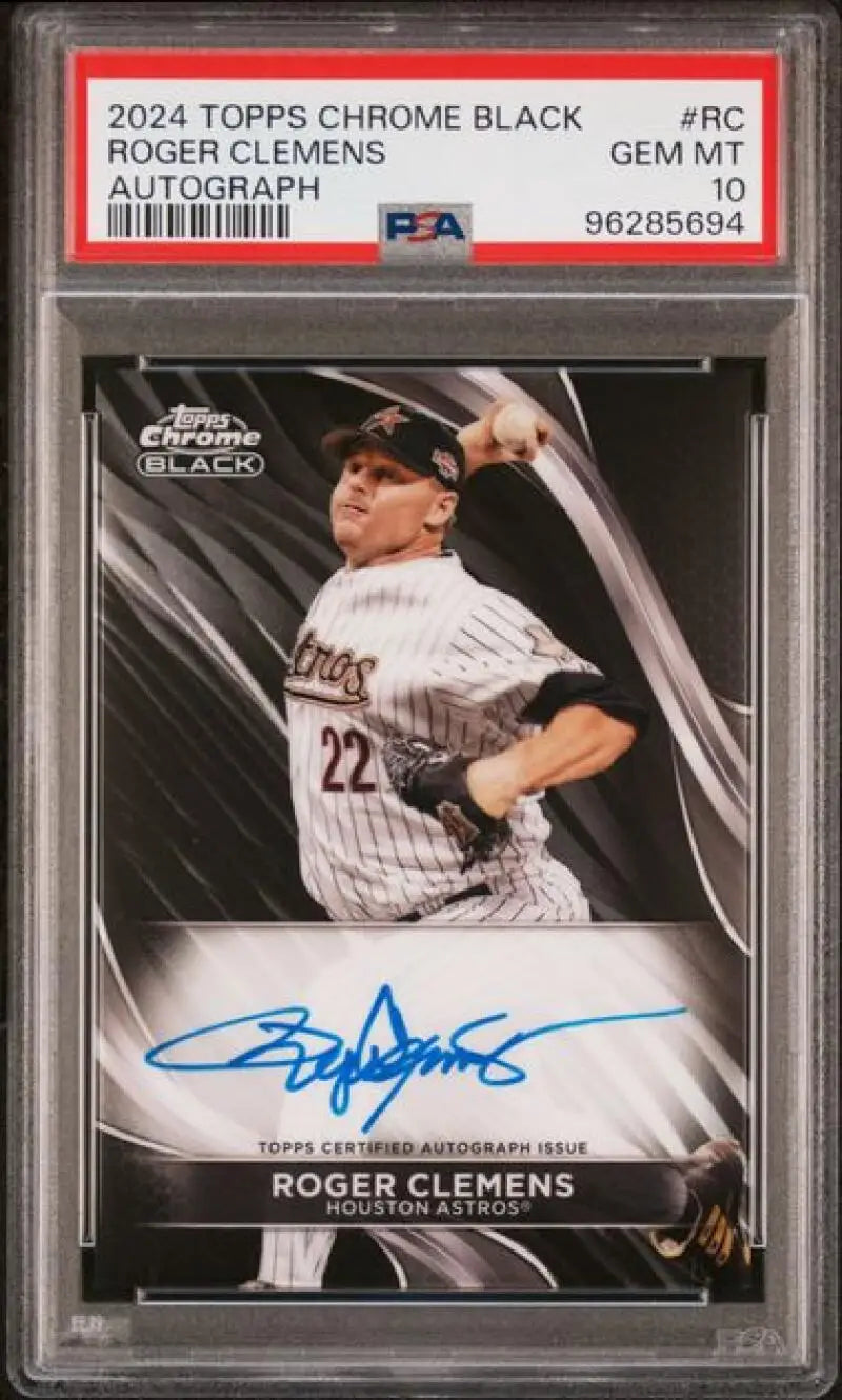 PSA 10 Gem Mint 2024 Topps Chrome Black Roger Clemens Auto Houston Astros Card