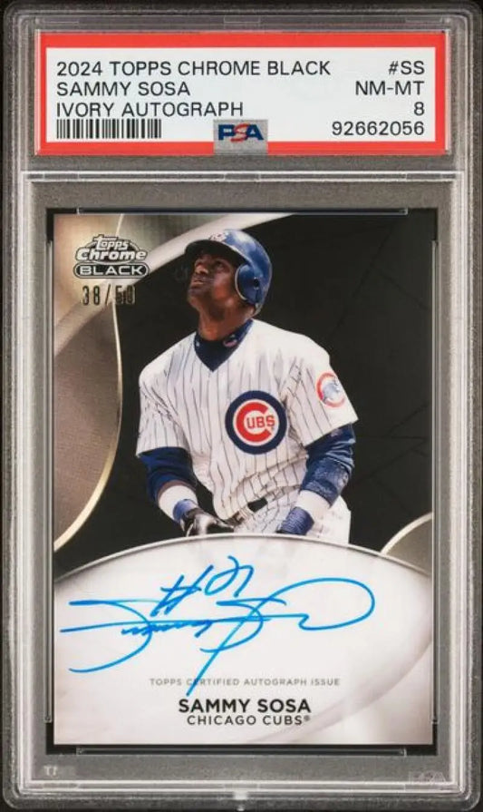 PSA-graded Sammy Sosa 2024 Topps Chrome Black Ivory Refractor baseball card