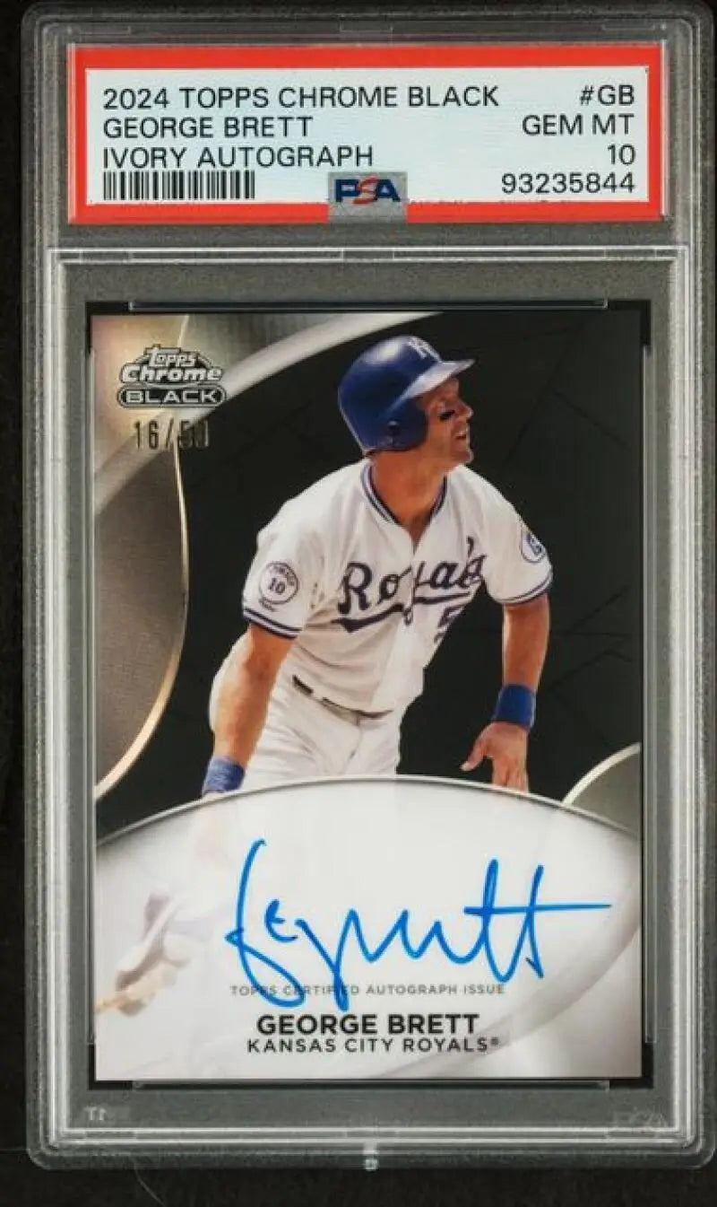 PSA 10 GEM MINT 2024 Topps Chrome Black Ivory Refractor George Brett Autographed Card