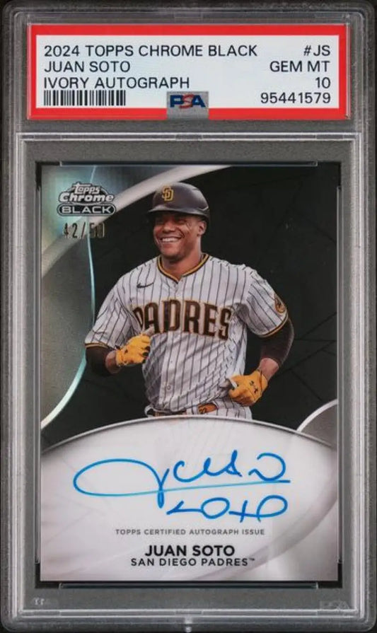 PSA 10 GEM MINT Juan Soto autographed Black Ivory Refractor San Diego Padres card