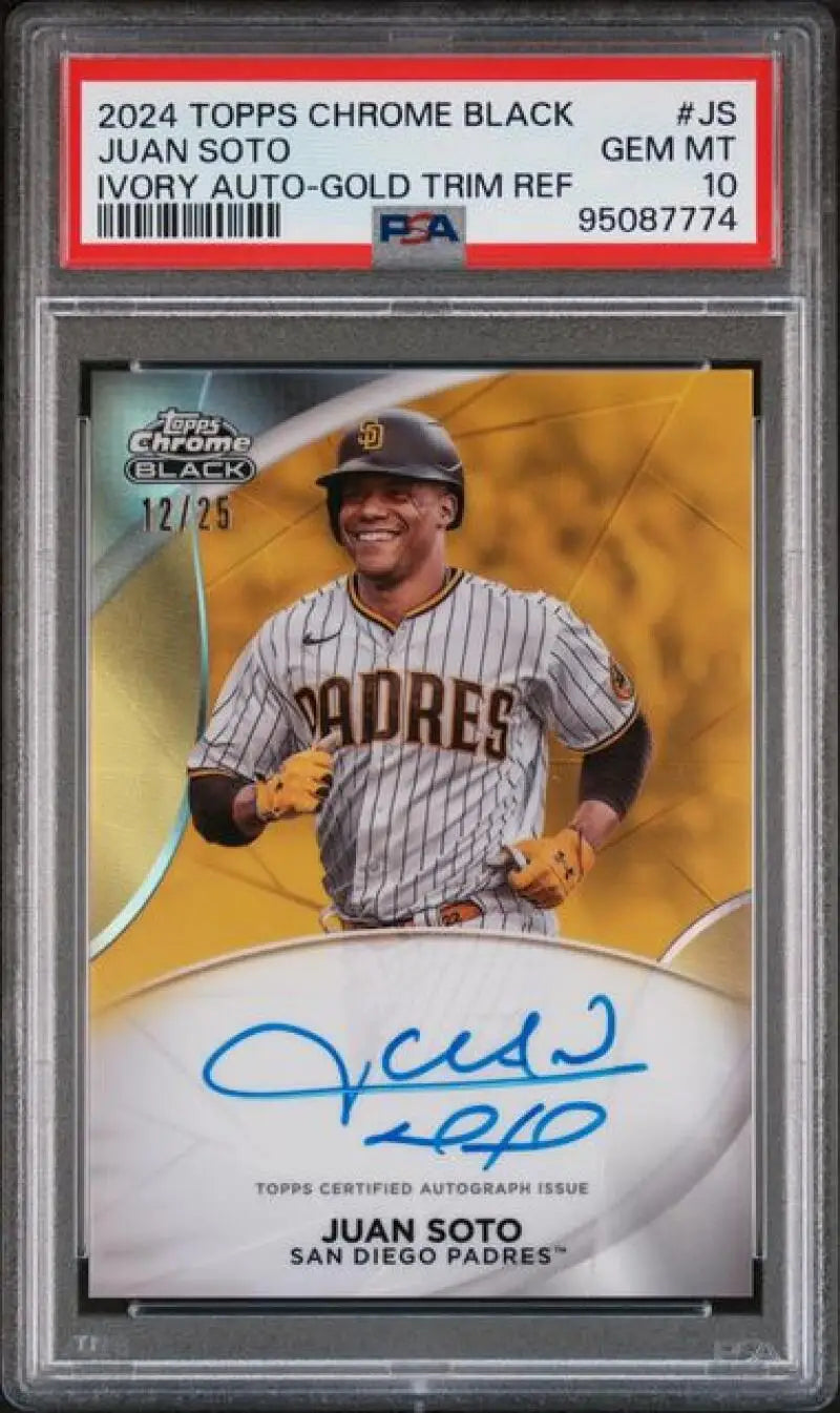 PSA 10 GEM MINT Juan Soto San Diego Padres Black Ivory Refractor Gold Trim Baseball Card