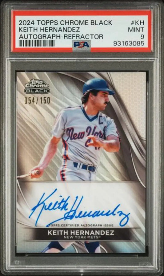 PSA-graded 2024 Topps Chrome Black Refractor Keith Hernandez auto card New York Mets