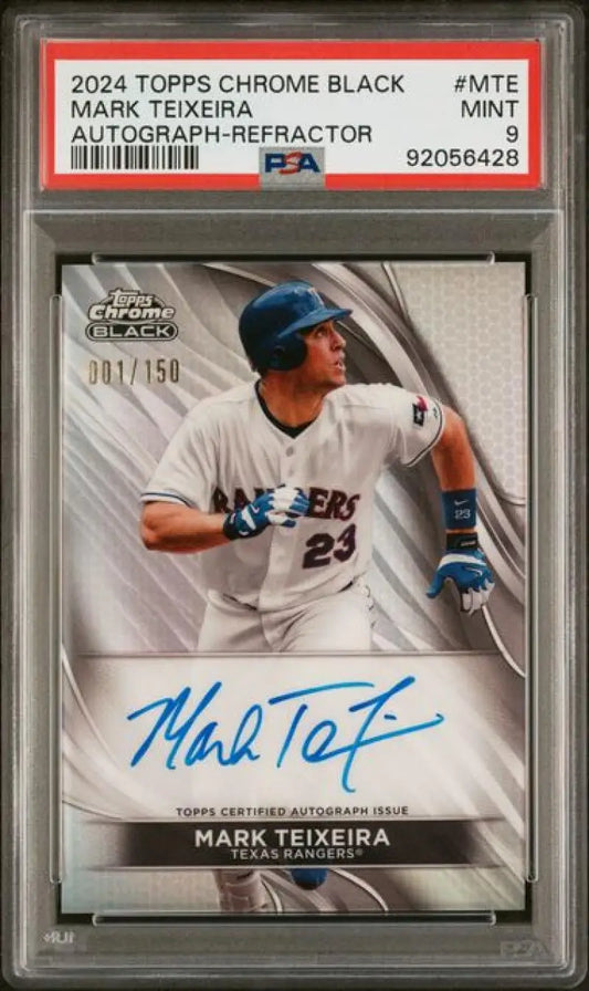 Mark Teixeira 2024 Topps Chrome Black Refractor autographed card #CBA-MTE 1/150 Texas Rangers