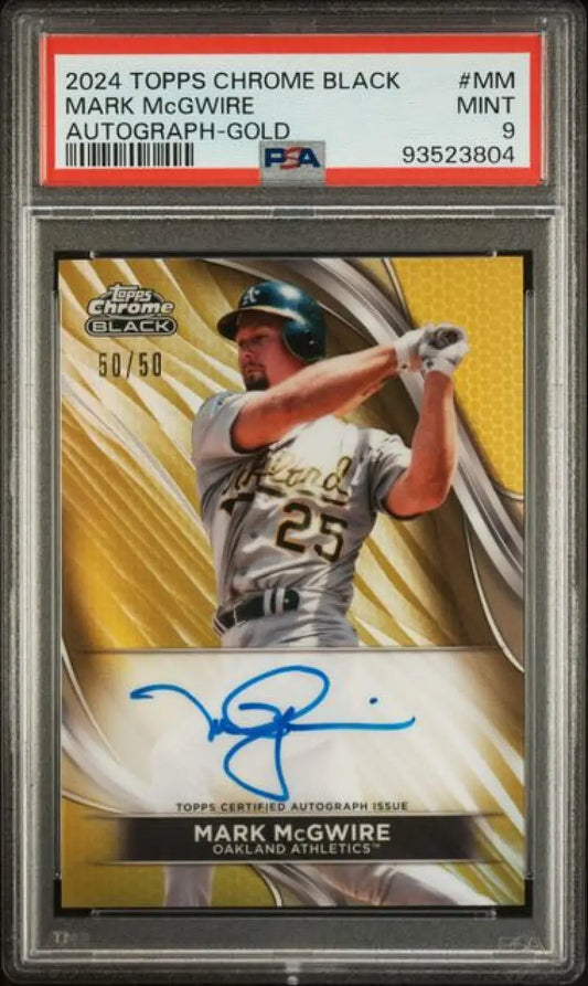 PSA 9 Mint Mark McGwire Black Refractor Autographed Baseball Card Oakland Athletics