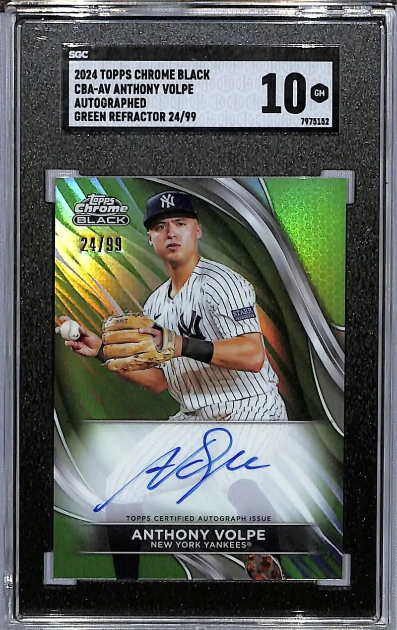 Graded Anthony Volpe autographed Topps Chrome Black Refractor card from New York Yankees