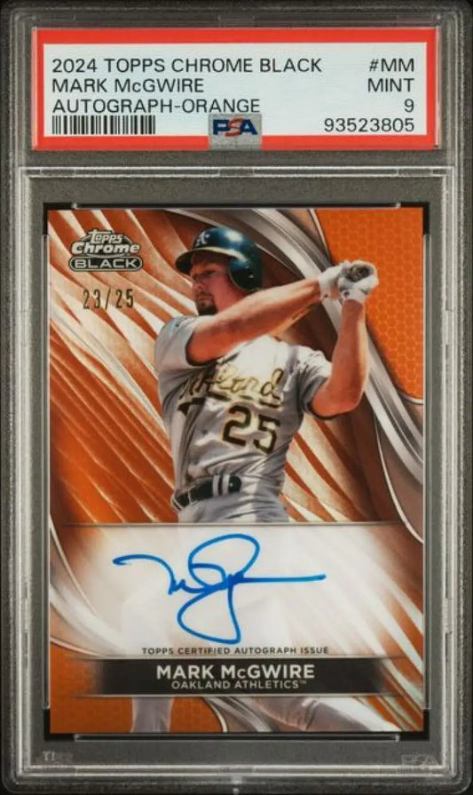 PSA 9 MINT 2024 Topps Chrome Black Refractor Orange Mark McGwire Oakland Athletics Auto