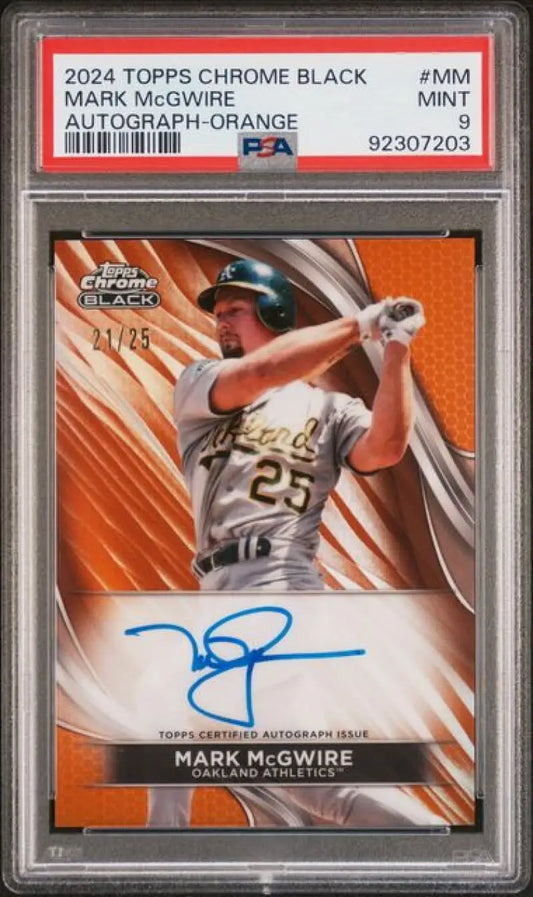 PSA-graded 2024 Topps Chrome Black Refractor Orange Mark McGwire Baseball Card with Autograph