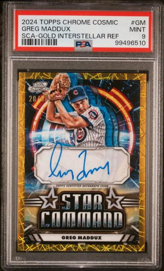 2024 Topps Chrome Cosmic Gold #GM Greg Maddux PSA 9 MINT Auto 20/50 Baseball Card  Image 1