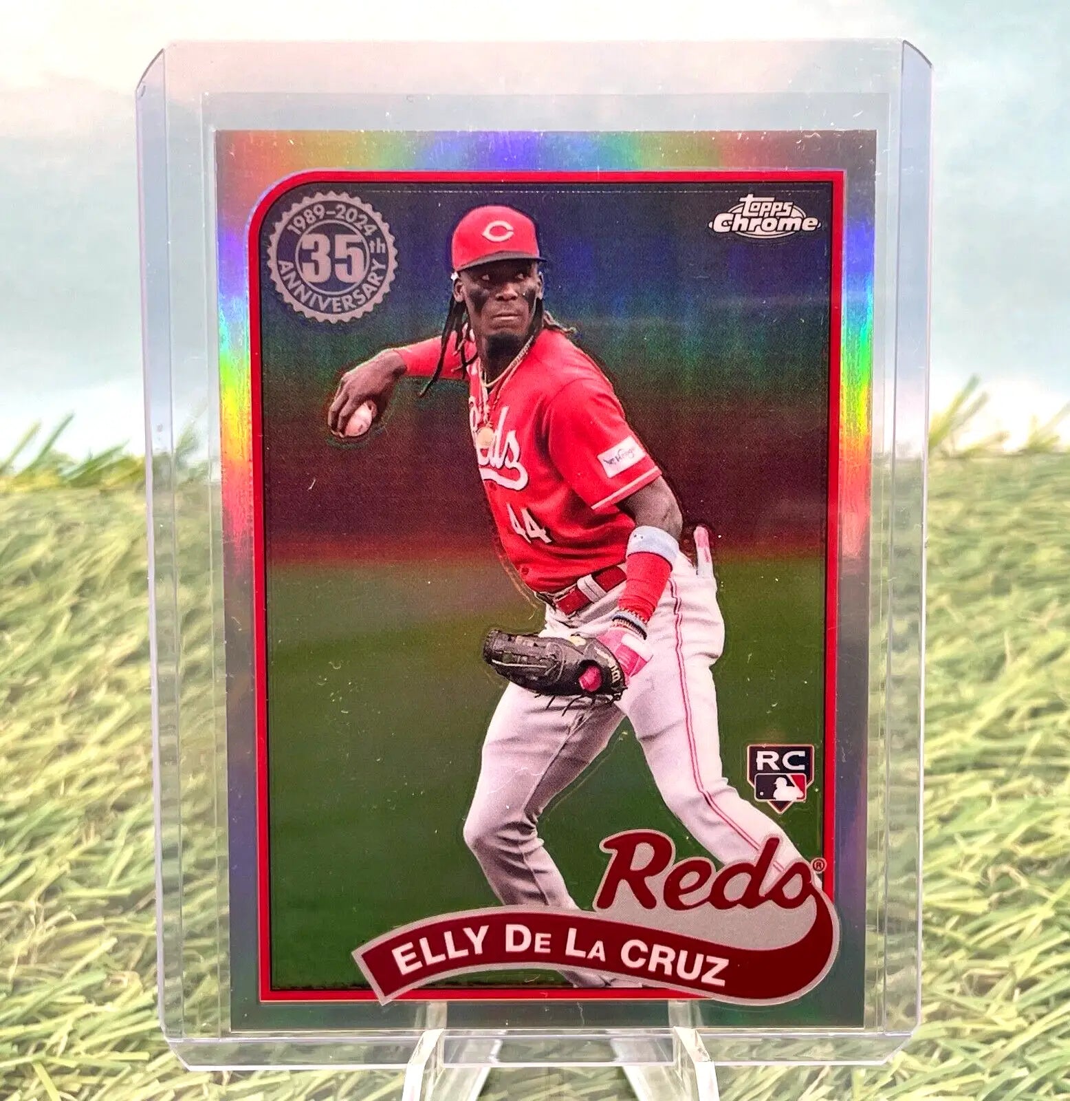 Topps Chrome Elly De La Cruz 35th Anniversary Refractor unique chrome parallel baseball card