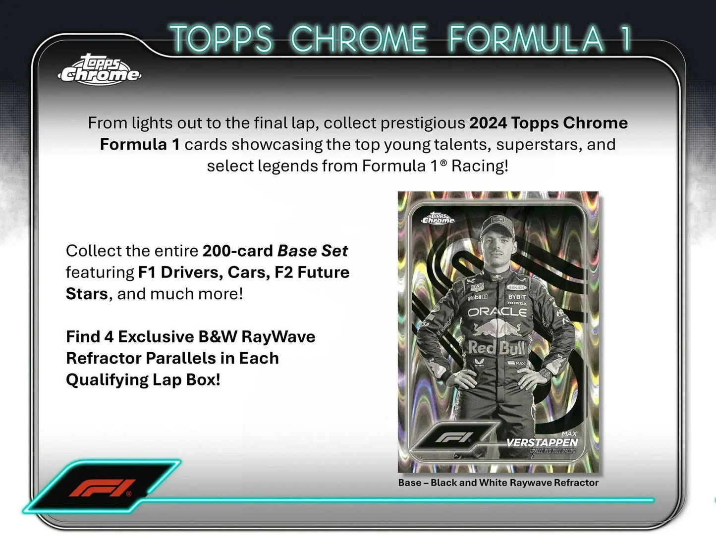 2024 Topps Chrome Formula 1 Qualifying Lap Hobby Box with chrome-style racing cards and refractor parallel