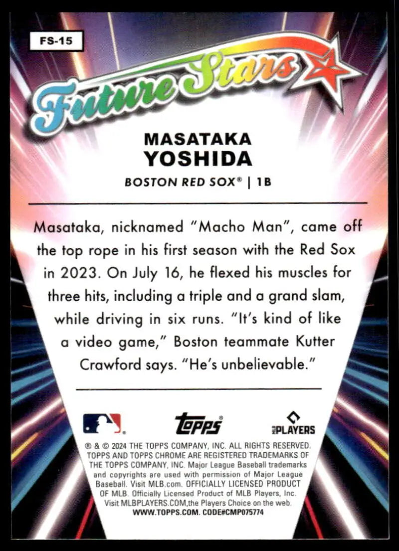 Baseball trading card of Masataka Yoshida, Boston Red Sox Future Stars series