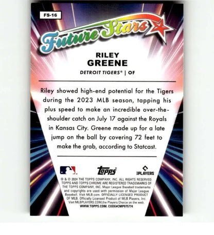 Detroit Tigers Riley Greene Topps Chrome Future Stars Refractor baseball card