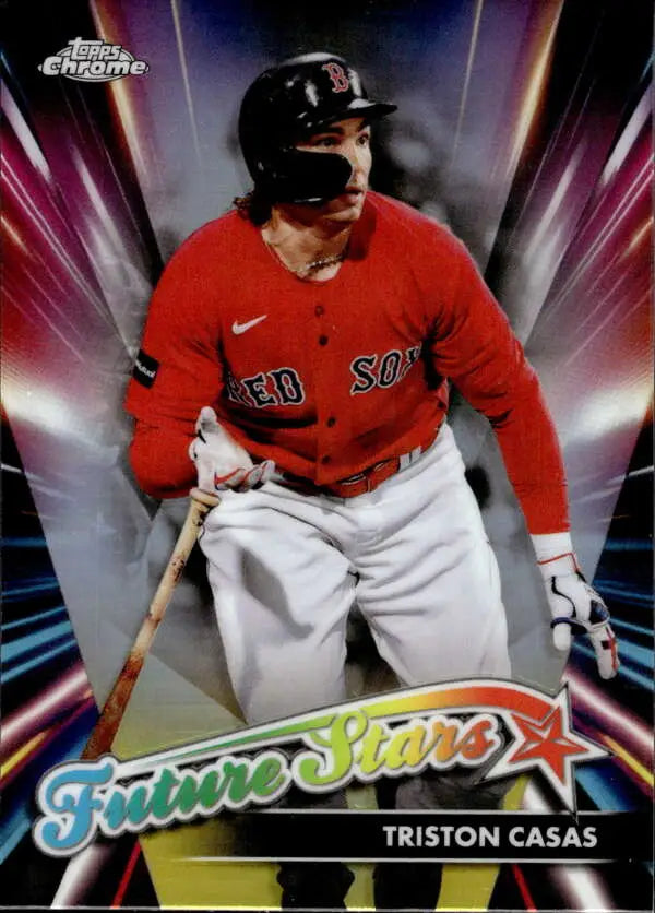 Triston Casas in red home jersey at bat on Boston Red Sox baseball card