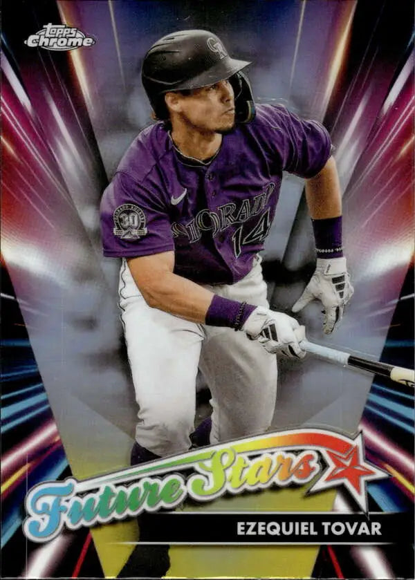 Ezequiel Tovar Colorado Rockies Baseball Card featuring Topps Chrome Future Stars design