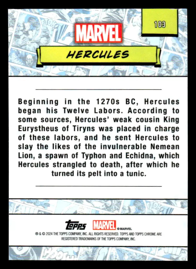 2024 Topps Chrome Marvel #103 Hercules trading card featured in a collectible series