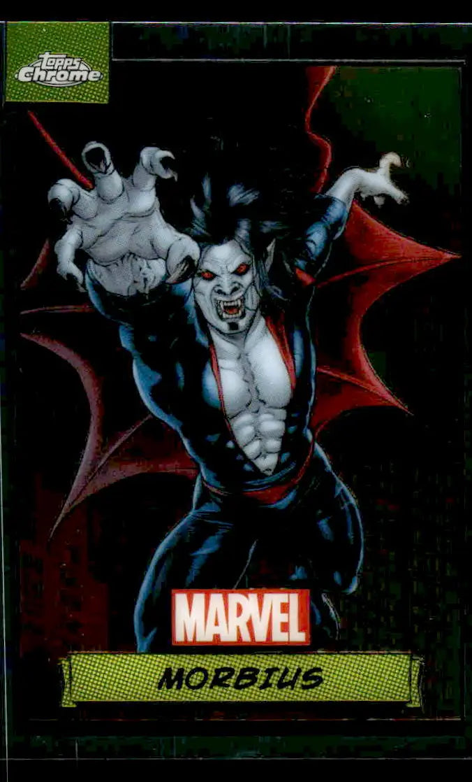 2024 Topps Chrome Marvel #106 Morbius trading card featuring vibrant artwork and details