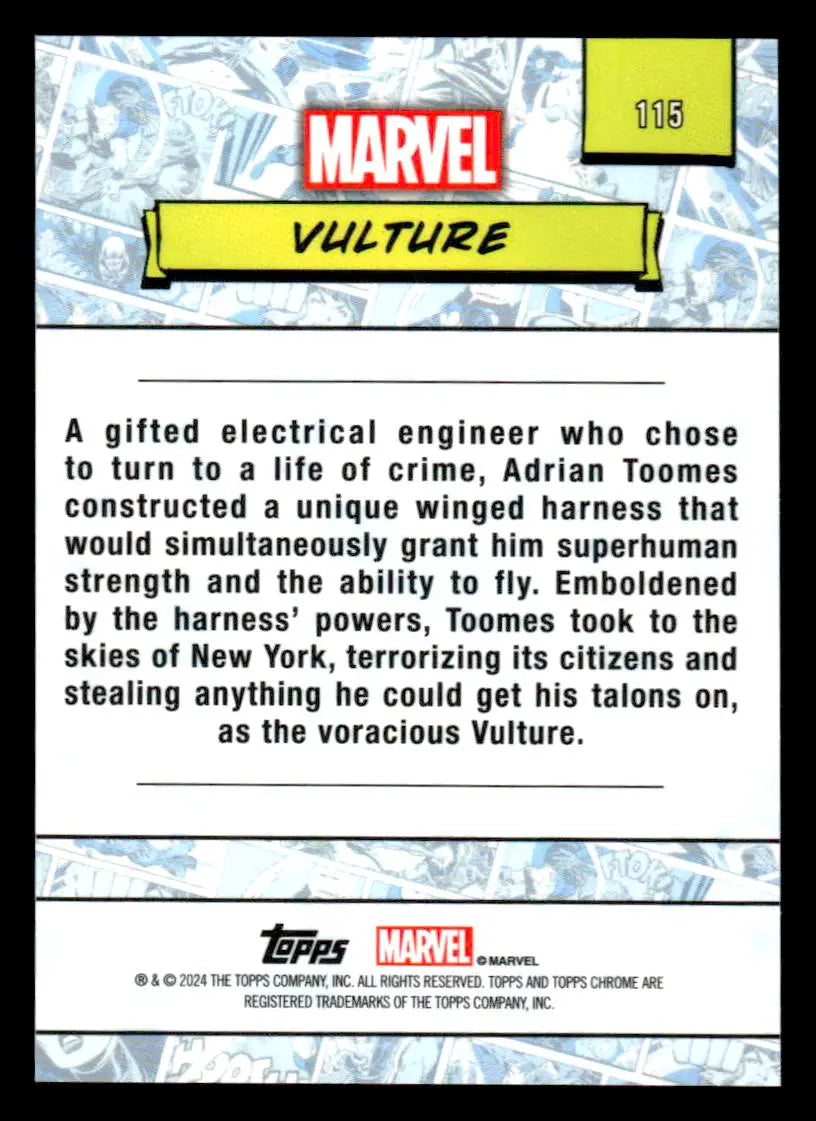 2024 Topps Chrome Marvel #115 Vulture trading card in vivid collectible design