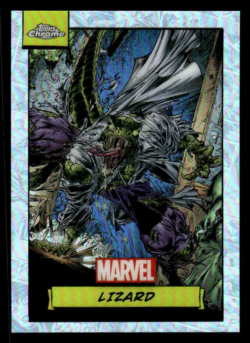 Marvel Lizard trading card from 2024 Topps Chrome #128 Lizard Refractor collection