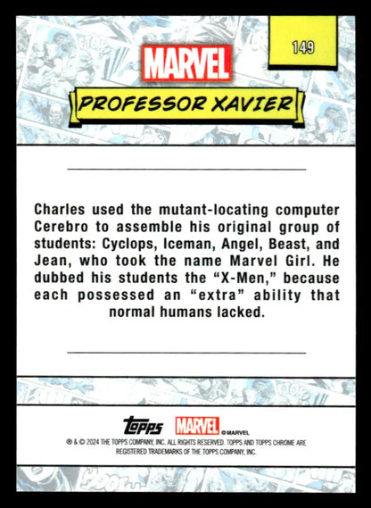 2024 Topps Chrome Marvel #149 Professor Xavier trading card featuring iconic character design