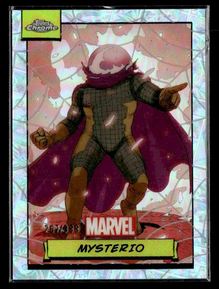 Mysterio Marvel trading card from 2024 Topps Chrome #17 Spiderweb Refractor /399