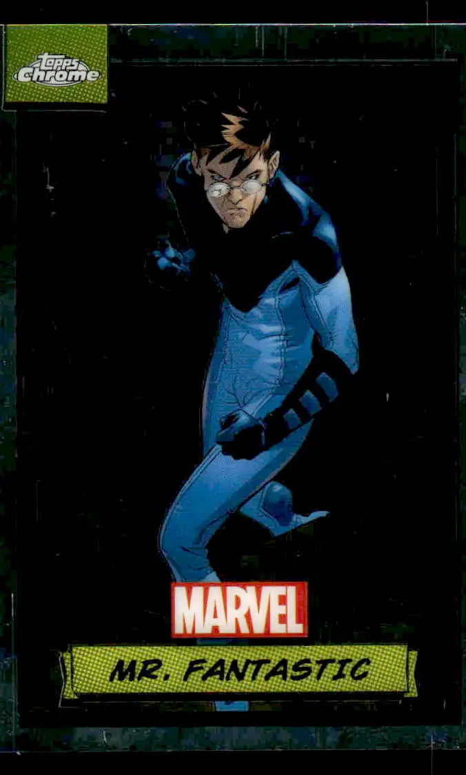 Mr. Fantastic trading card from 2024 Topps Chrome Marvel #21 collectible series