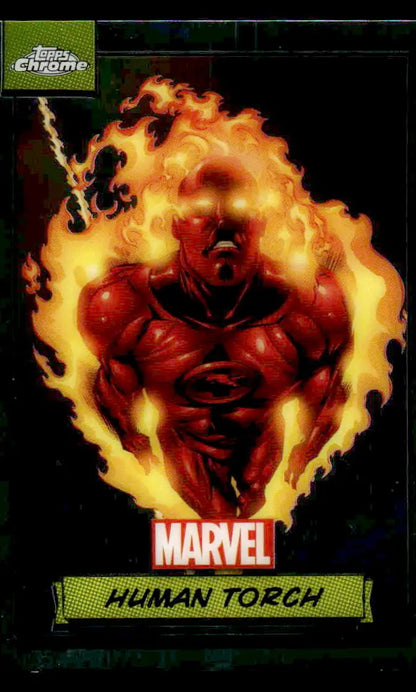 Human Torch trading card from 2024 Topps Chrome Marvel series #24 collectors item