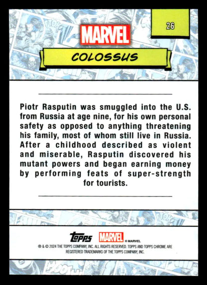 Colossus Marvel trading card from 2024 Topps Chrome Marvel #26 collectible series