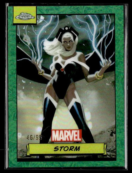 Storm Marvel trading card from 2024 Topps Chrome #28 Green Refractor /99 collectible