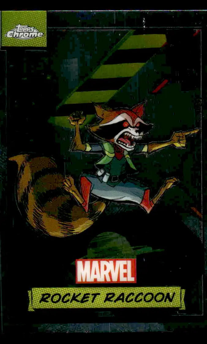 Rocket Raccoon trading card from 2024 Topps Chrome Marvel #33 collectible series