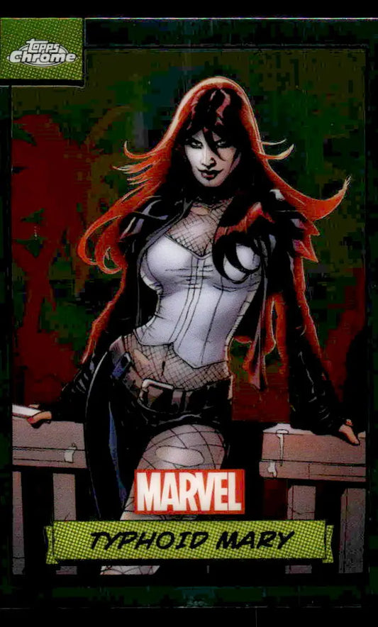 Typhoid Mary trading card from 2024 Topps Chrome Marvel series featuring the character