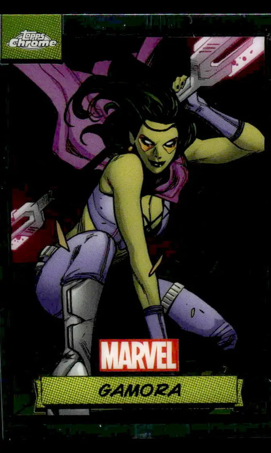 Gamora trading card from 2024 Topps Chrome Marvel #58 featuring vibrant artwork