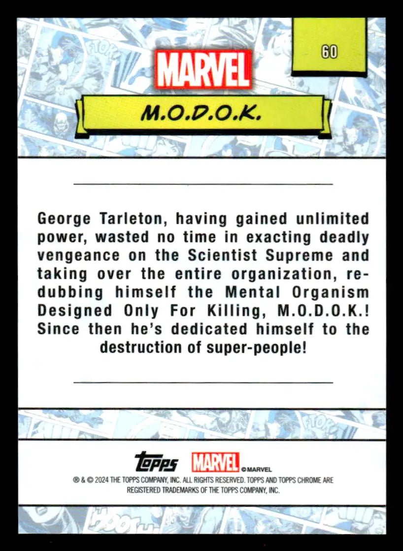 Marvel M.O.D.O.K. trading card from 2024 Topps Chrome Marvel #60 collectible series