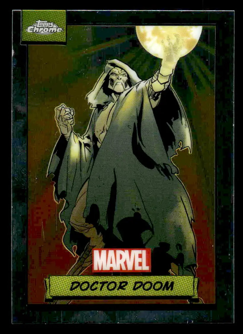 Doctor Doom trading card from 2024 Topps Chrome Marvel #61 series featuring vibrant artwork