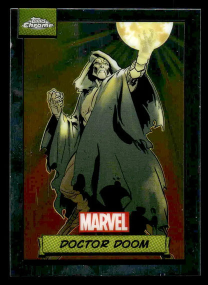 Doctor Doom trading card from 2024 Topps Chrome Marvel #61 series featuring vibrant artwork