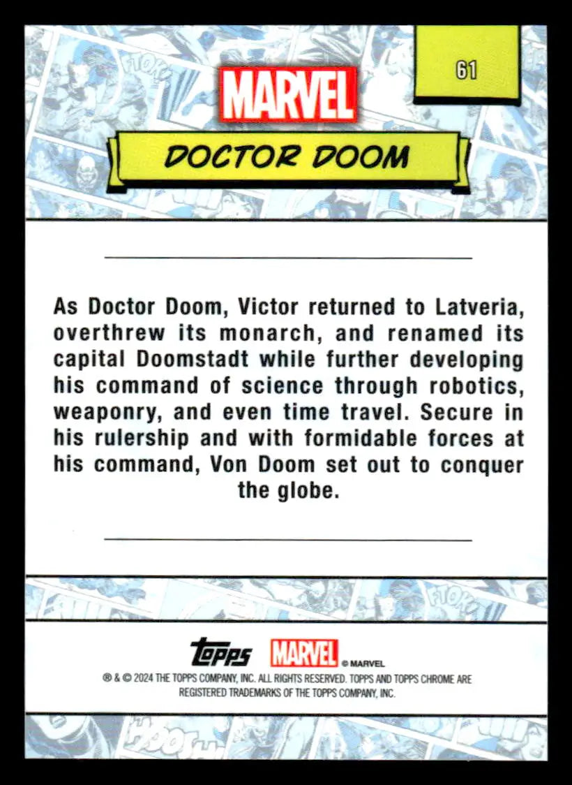 2024 Topps Chrome Marvel #61 Doctor Doom trading card for collectors and fans