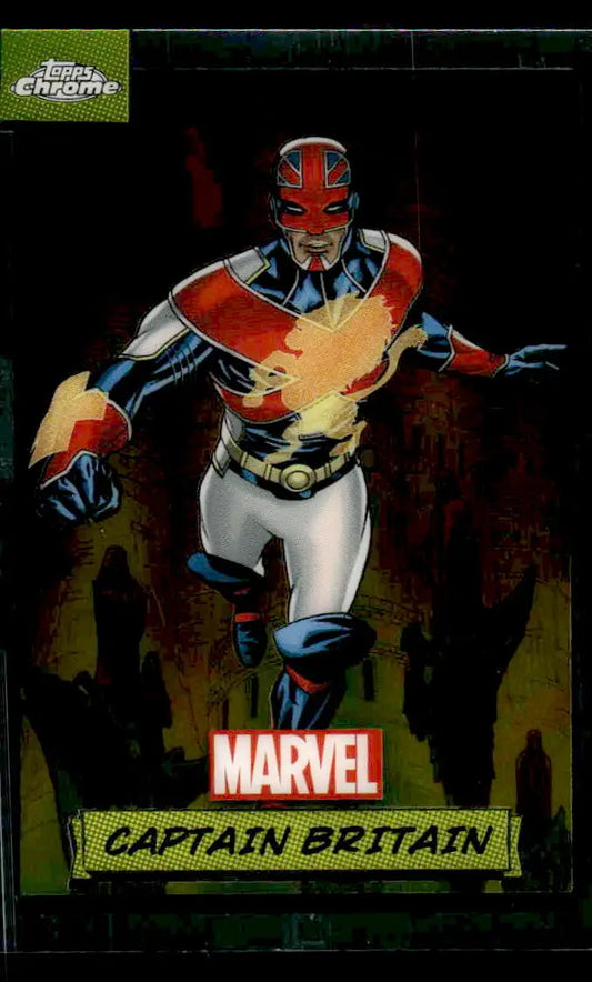 Captain Britain trading card from 2024 Topps Chrome Marvel #75 collectible series