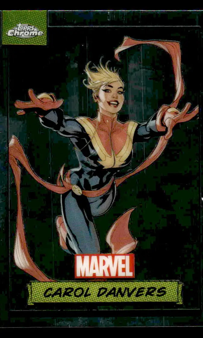 Captain Marvel trading card from 2024 Topps Chrome Marvel #76 Carol Danvers collectible