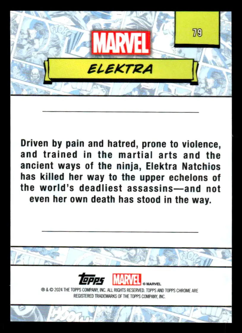 Elektra Marvel trading card from 2024 Topps Chrome Marvel #79 collectible series