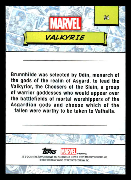 Marvel Valkyrie trading card from 2024 Topps Chrome Marvel set #94 collectible