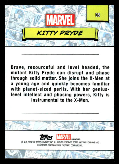 2024 Topps Chrome Marvel #95 Kitty Pryde trading card featuring a dynamic design