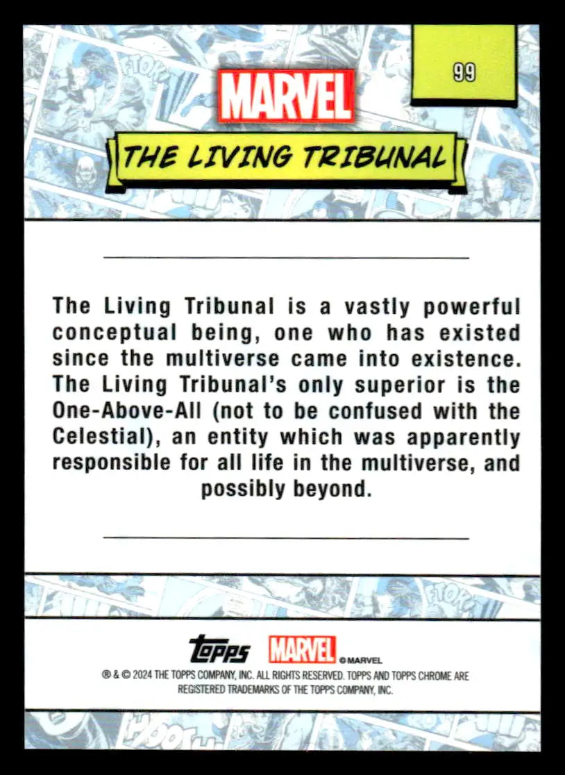 Marvel trading card from 2024 Topps Chrome Marvel #99 The Living Tribunal collectible