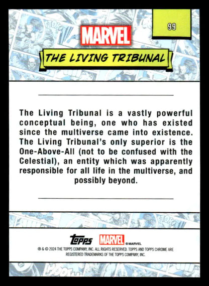 Marvel trading card from 2024 Topps Chrome Marvel #99 The Living Tribunal collectible