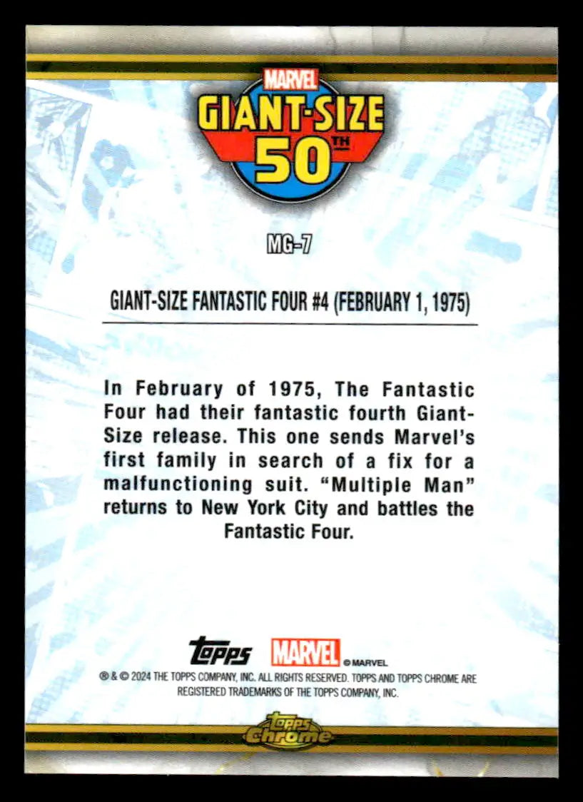 Marvel Giant-Size Fantastic Four trading card from 2024 Topps Chrome Marvel #MG-7