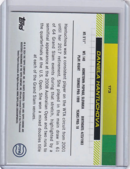 White warranty card with green and yellow stripes for Topps Chrome Purple Green Refractor