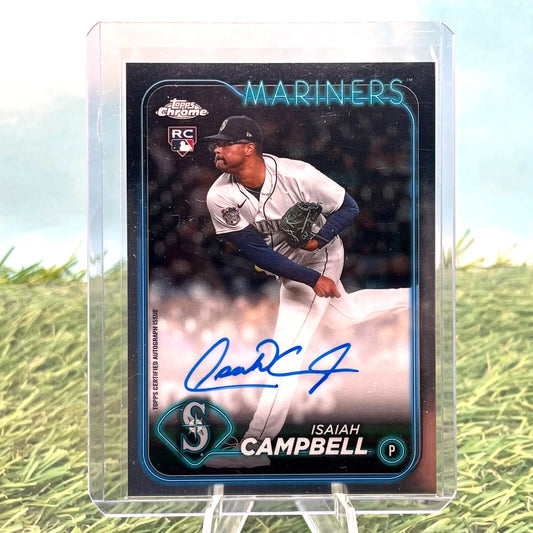 Signed Isaiah Campbell baseball card from 2024 Topps Chrome for Seattle Mariners fans