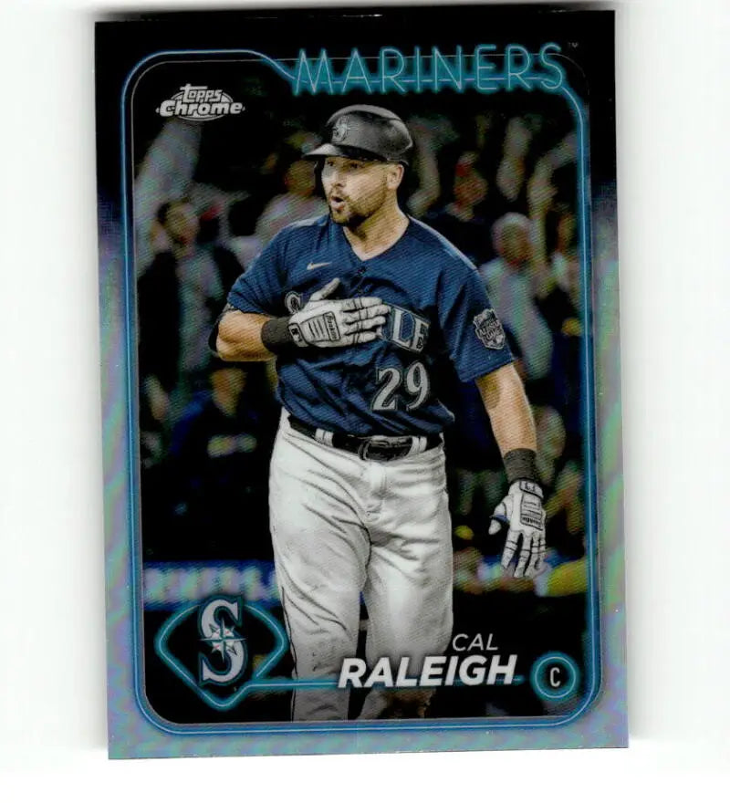 Cal Raleigh 2024 Topps Chrome Refractor #119 Seattle Mariners Baseball Card Display