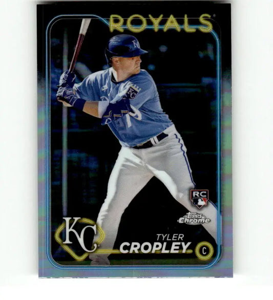 Tyler Cropley Kansas City Royals baseball card in batting stance wearing gray uniform