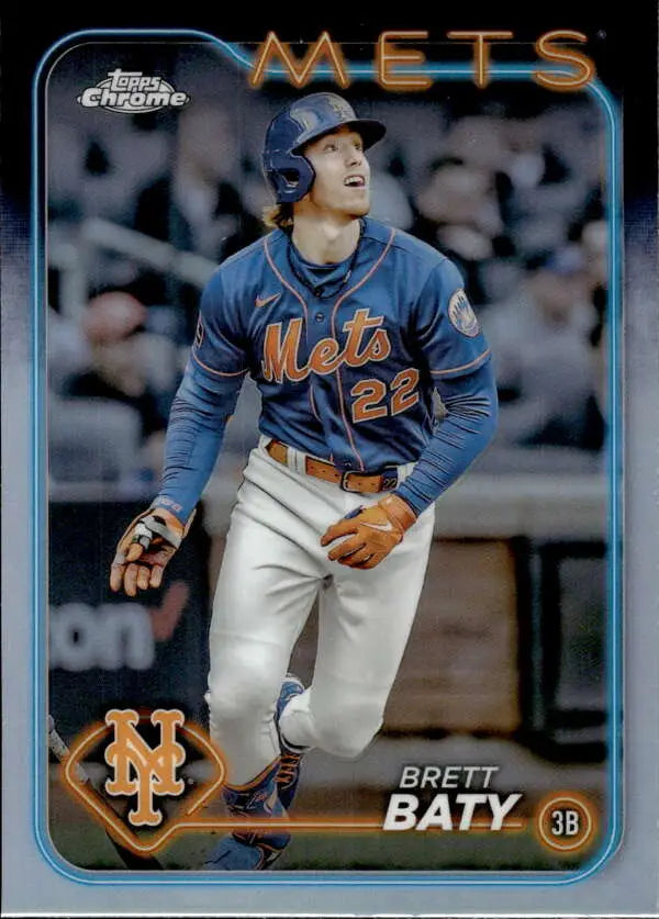 Baseball card of Brett Baty in a blue jersey for New York Mets featuring #22